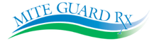 Logo for Mite Guard RX with blue and green design elements.